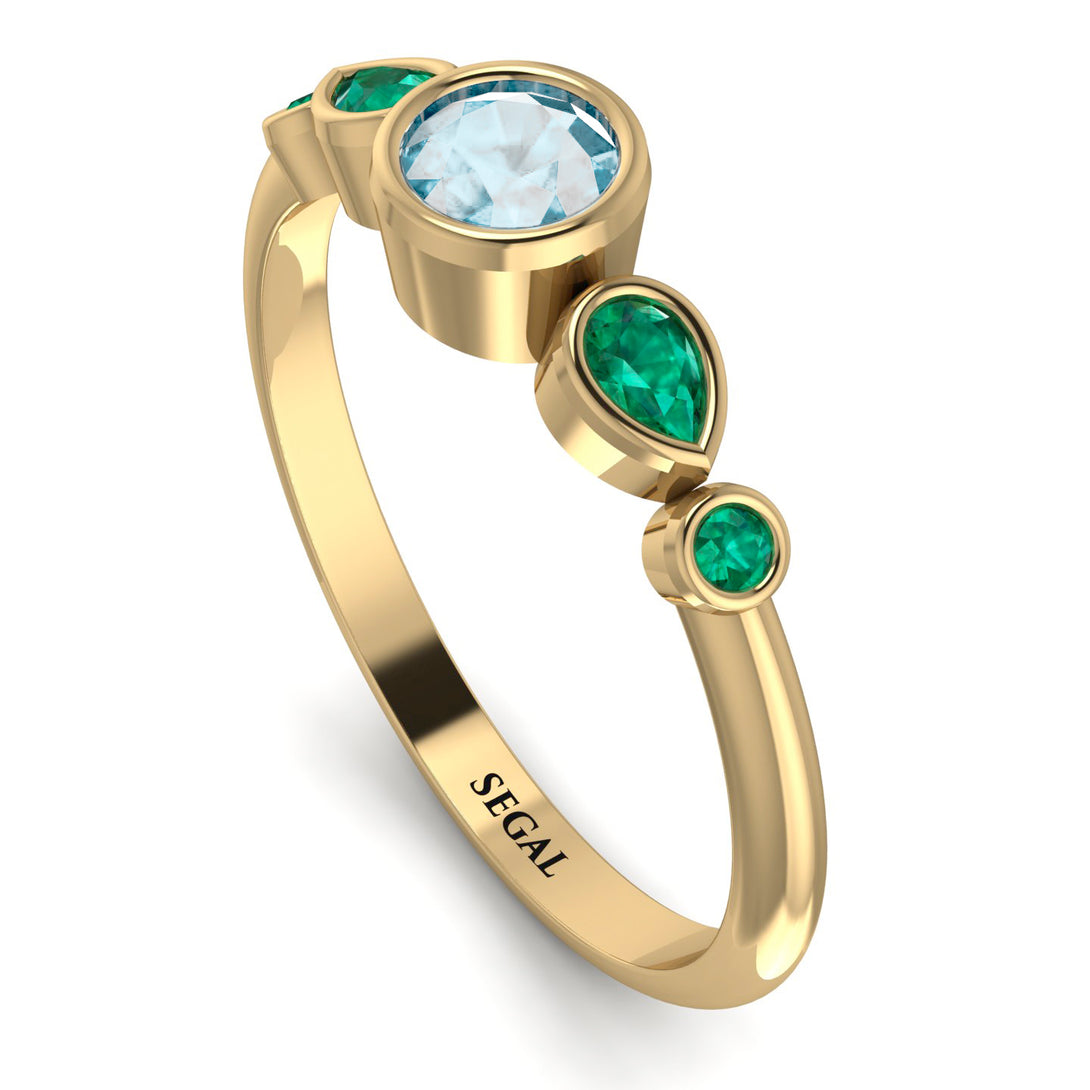 Bezel Symmetrical Aquamarine Ring - Ivy No. 404